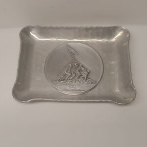 Decorative Silver Tray with Embossed Design
